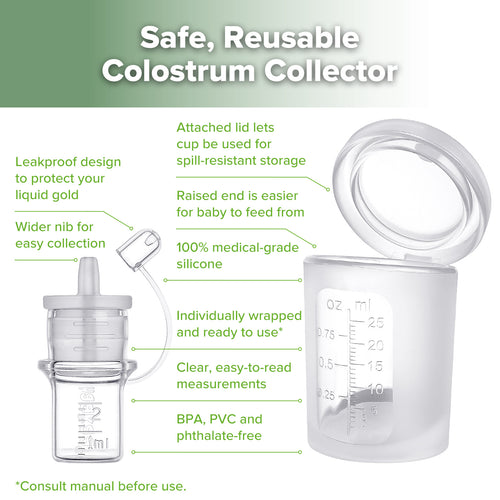 Silicone Colostrum Collector & Lidded Cup Pack (pre-sterilised) - 2ml - 6pcs