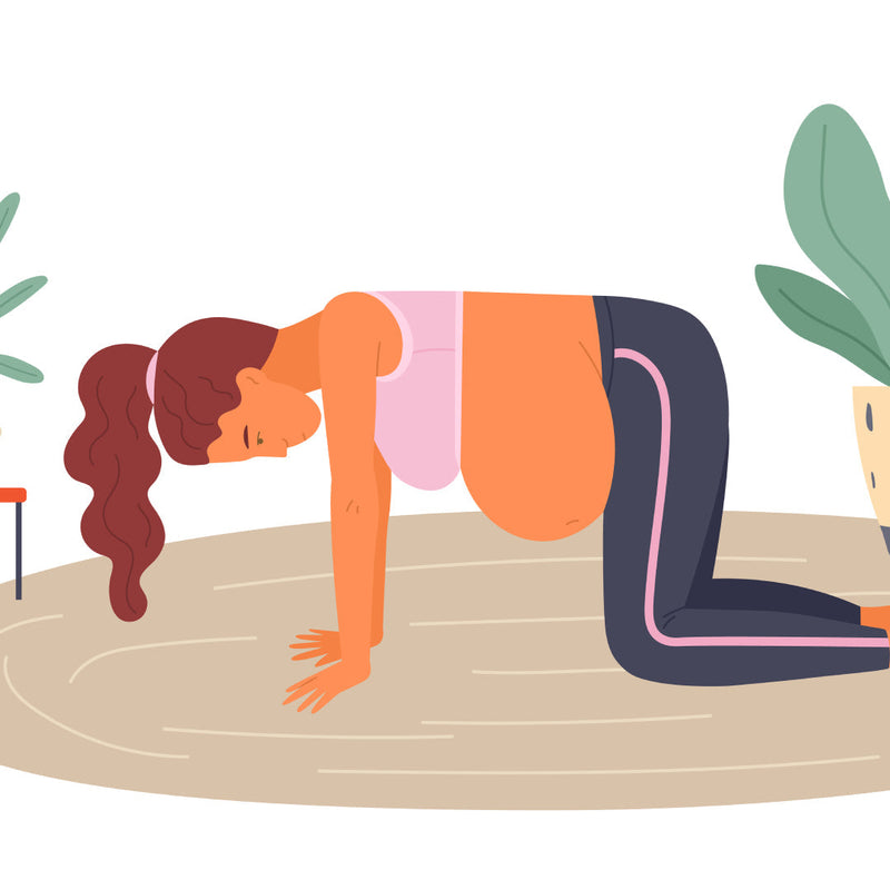 A woman in labour resting on all fours to help baby get into position