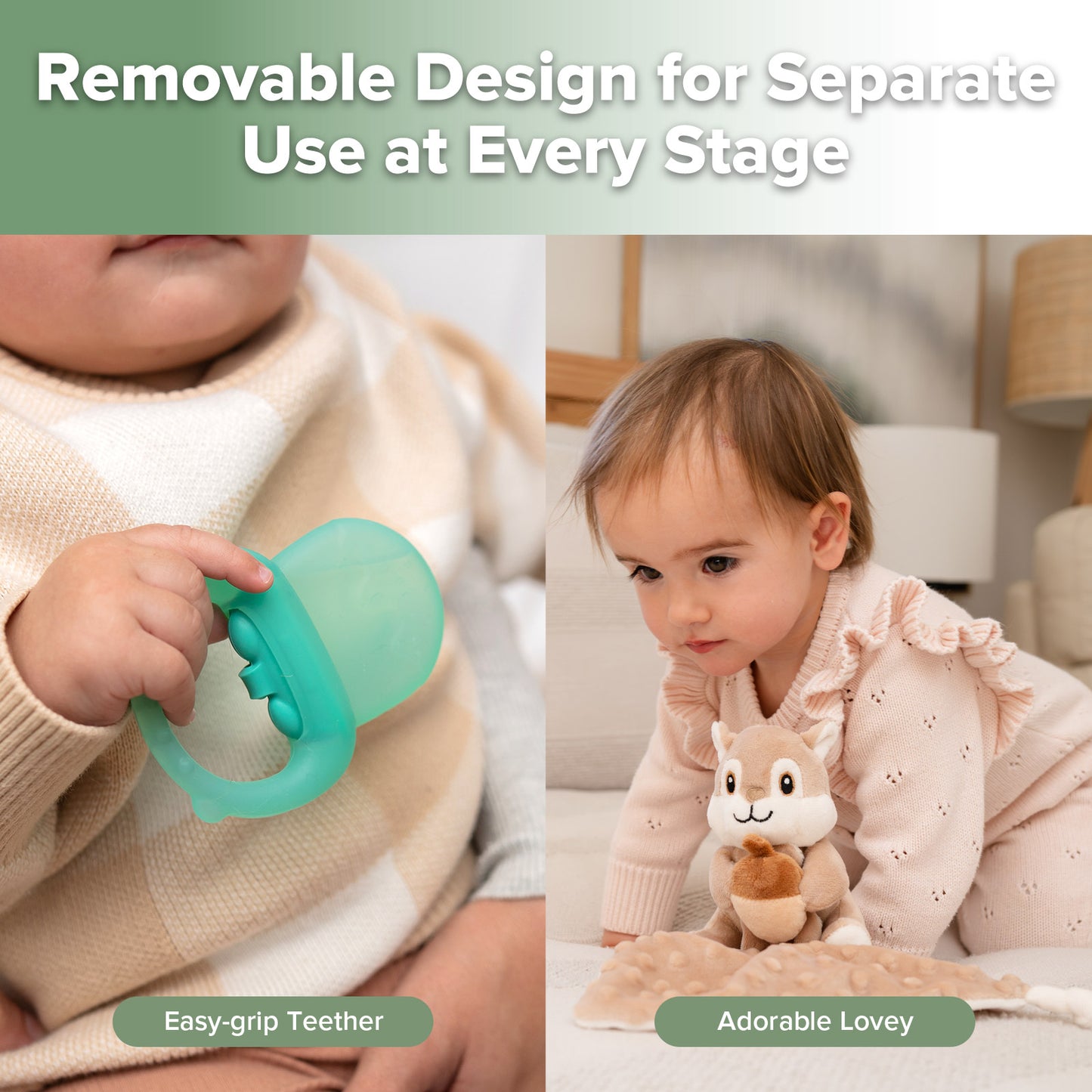 Snuggle Squirrel & Acorn Teether Blanket Combo